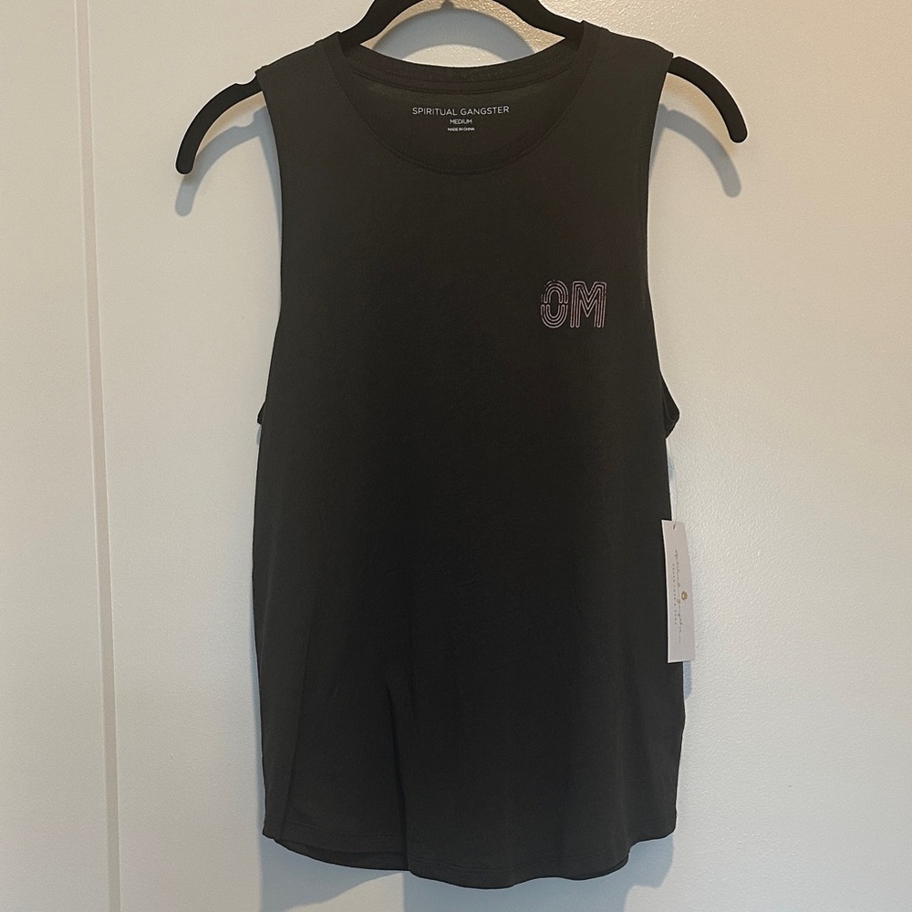 Spiritual Gangster Black Neon Hamsa Muscle Tee